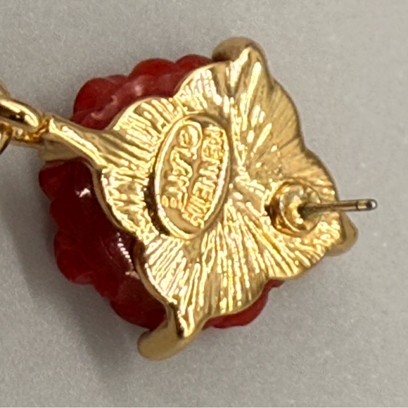 Stunning Kenneth Jay Lane Large Flowers Drop Earrings - Picture 6 of 7